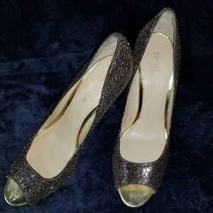 Multi-colored Textile Platform Peep Toe Heel